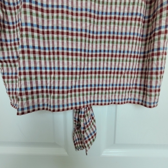 Madewell Plaid Shirt Small Women's Cotton Crop Top Front Tie Knot - Picture 7 of 15